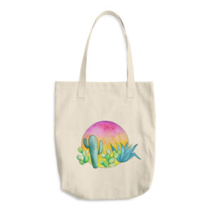 Cactus Sunset Cotton Tote Bag